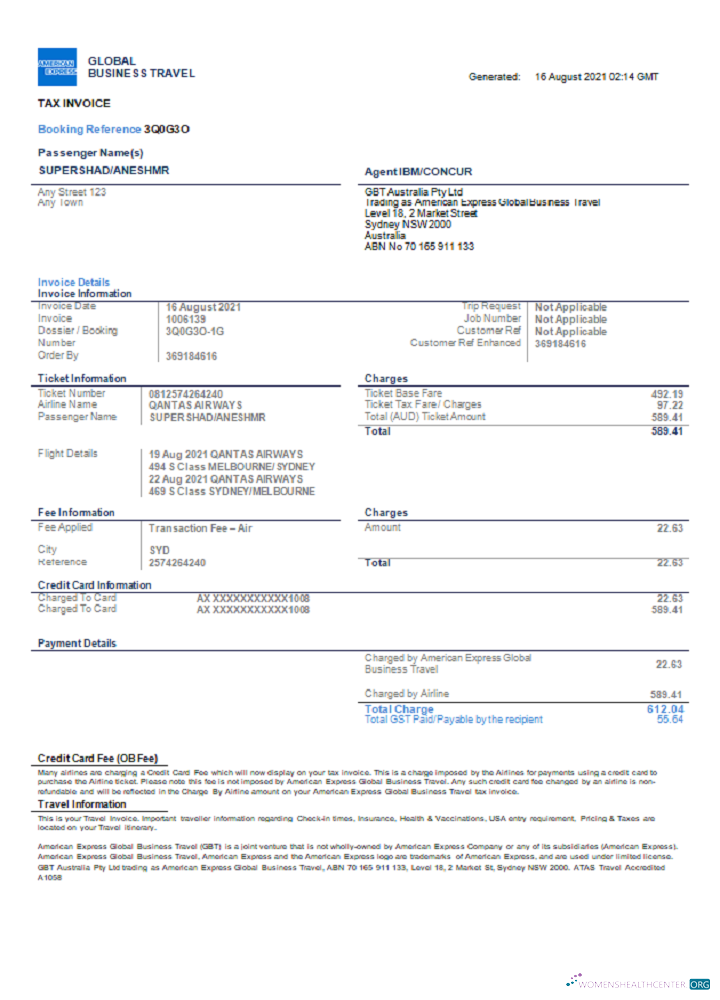 Download USA American Express invoice Photoshop template